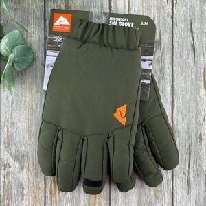 Men's Midweight Ski Gloves Winter, Green Size S/M